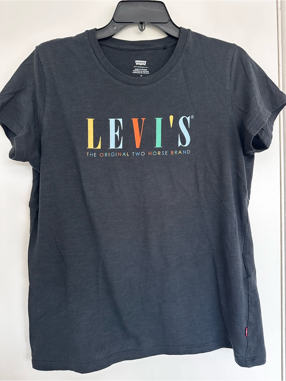 Levi's Black Tee with Multicolor Logo Letters